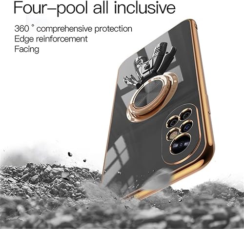 Miniatura 2 de Funda brillante compatible con Huawei Nova 8, anillo magnético de silicona, soporte integrado, funda protectora de cuerpo completo a prueba de