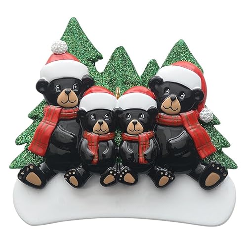 2023 Personalized Christmas Ornament Bear Family Celebration Family of 4 Christmas Tree Ornaments,Funny Xmas Ornaments,Cute Hanging Keepsake for Christmas Tree Decoration 2023