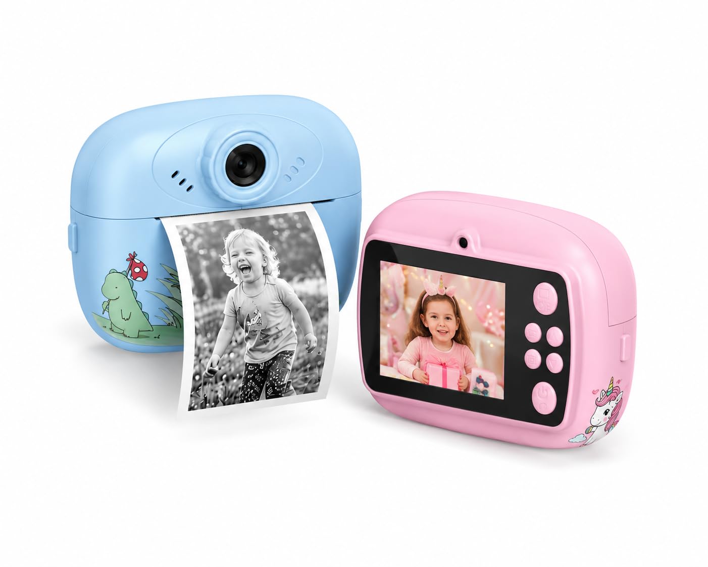 bryt kids instant print camera, 1080p hd digital video camera with built-in thermal printer, selfie lens, games & filters, rechargeable print photo camera for boys & girls age 3–12, pink