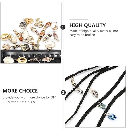 Miniatura 8 de HEALLILY Beavorty - 13 piezas de anillos para el cabello, colgantes de joyería con concha de océano, accesorios para el cabello, puños para el