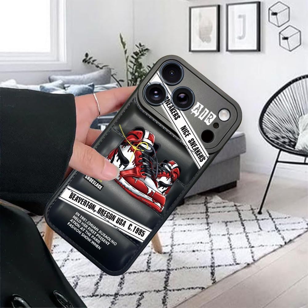 Ins Off Sports Shoes Brand Puffer Phone Case Compatible with Cool iPhone 17 Pro Case 6.3 inch, Nice Sneakers Aesthetic Graphics White Label Soft Silicone Rubber Shockproof Drop Protection Cover - Image 6