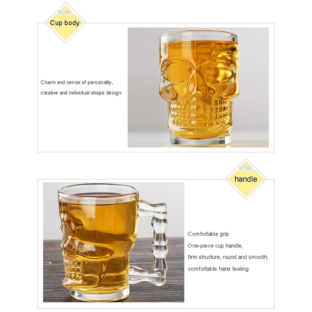 2 Boccali Di Birra A Forma Di Teschio In Vetro - Design Creativo 500ml Per Bar E Casa - Foto 10