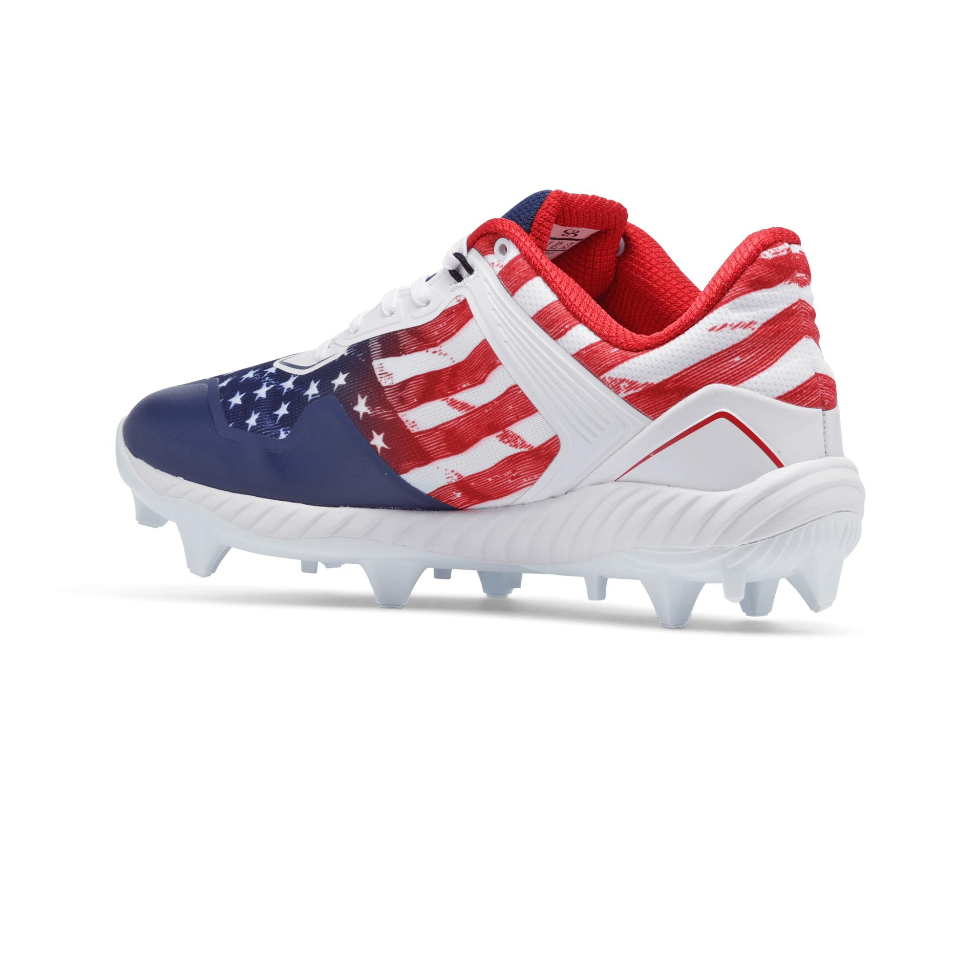 Boombah Victor Men's USA Patriot Molded Cleat White/Navy/Red - Size 8.5