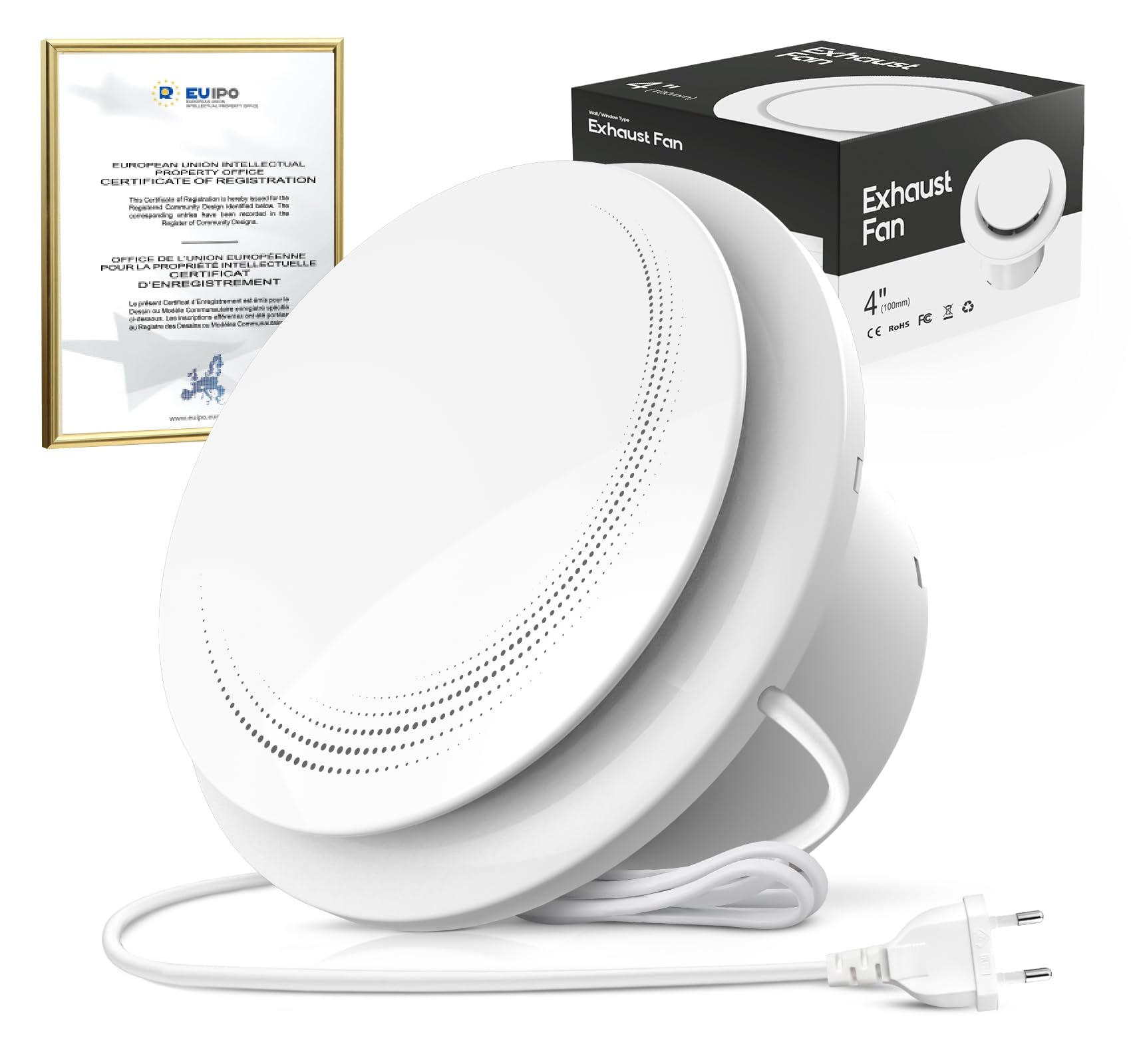 SLUELI 100mm Extractor de Aire, Potente Extractor Baño Silencioso, ≤34 dB, Bajo Ruido, Ventilador Baño Impermeable IPX4, Instalación Fácil en Ventanas Techos Paredes en Baños Cocinas Garajes