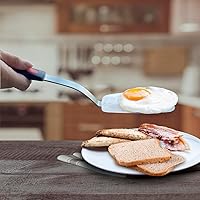 Vista 5 de Espátula Flexible de Acero Inoxidable, XiaoZu, Espátula delgada de metal para sartén de hierro fundido, hoja delgada y mango de silicona resistente