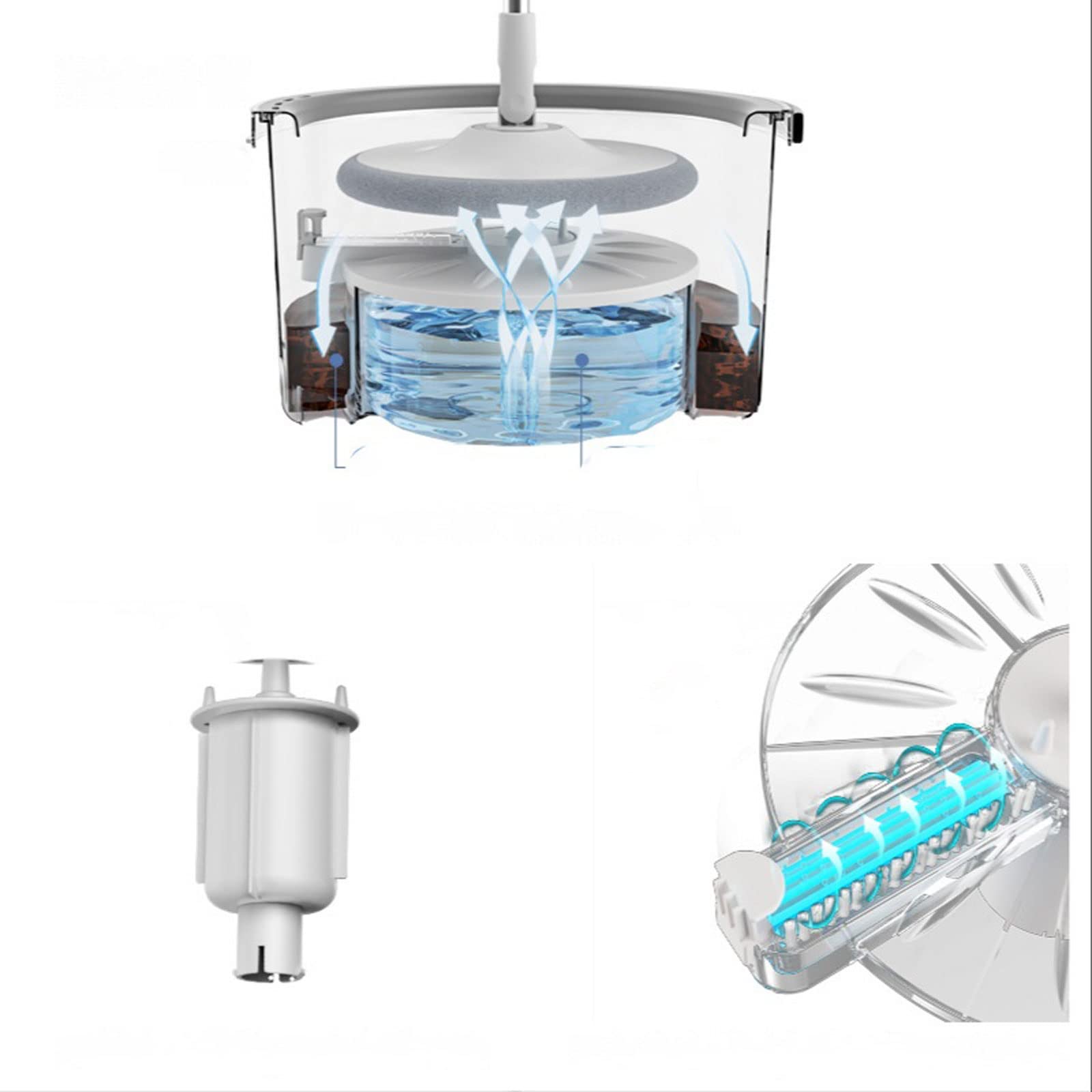 Vadrouilles pour le nettoyage des sols Vadrouille plate et seau pour sol rond, panier de séparation des eaux usées, tablette rotative domestique, outils de nettoyage à absorption d'eau, la beauté