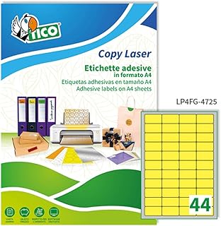Tico LP4FG-4725. Caja de 3080 etiquetas color amarillo fluorescente multifunción