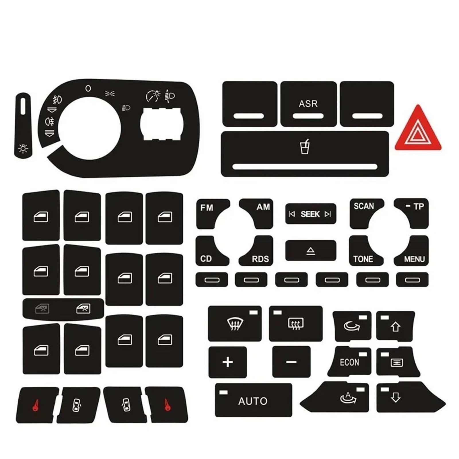 Car Button Sticker Compatible with A3 for 8P 2004-2008 Headlight Button Repair Stickers Door Lock Air Conditioning Worn Knob Switch