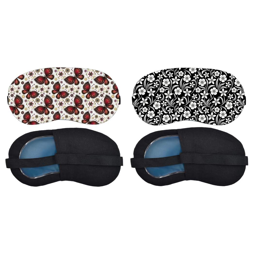 Aoxeria Red Floral Butterfly Pattern, Monochrome Floral Pattern Sleeping Mask Combo, Soft Comfortable Light-Blocking Eye Cover for Women, Men & Kids, Reusable Blindfold for Night Sleep (Pack of 2)-image-49