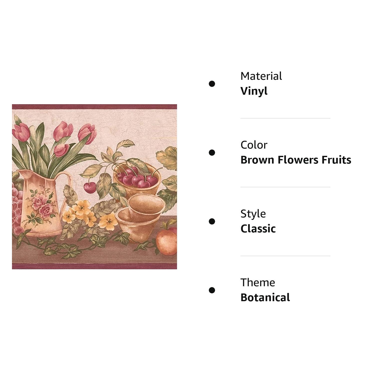 CONCORD WALLCOVERINGS ™ Wallpaper Border Vintage Pattern Flowers