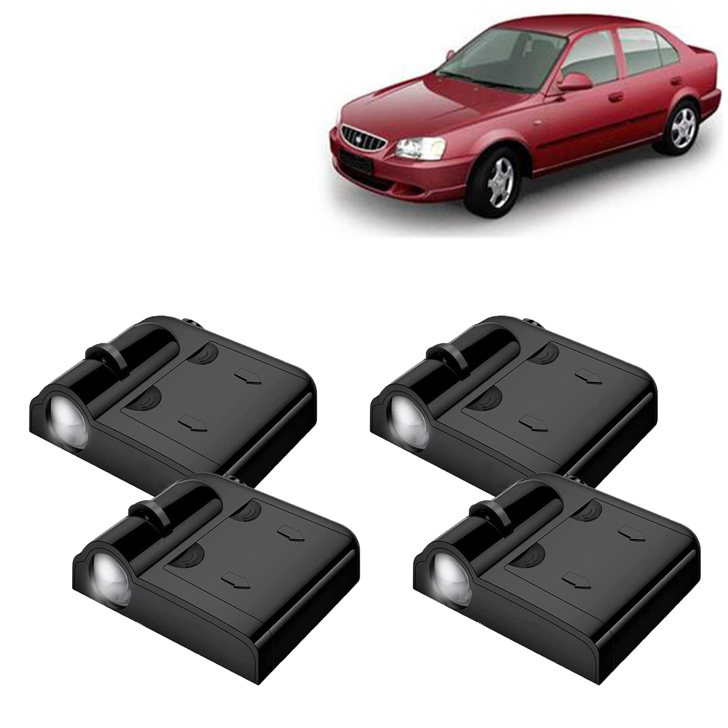 Kingsway® Hyundai Shadow Light Compatible with Accent (Year 1999 to 2016), IR LED Projector Ghost Lamp Ambient Light, Car Accessories, 3D Logo of Car Brand Projected on the Ground, Pack of 2 Pcs