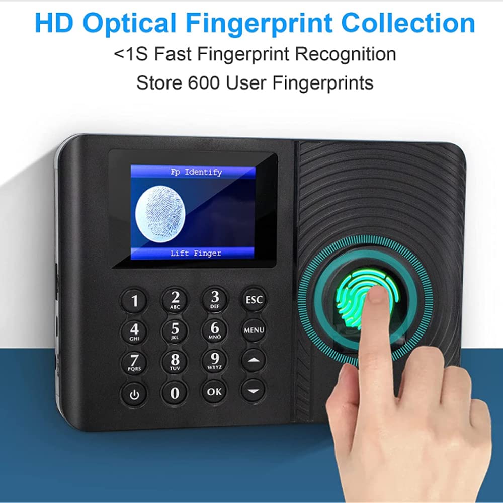 Display LCD da 2,4 pollici biometrico impronte digitali password presenze sistema di controllo registratore tempo dipendenti piccola impresa USB Download dati tempo orologio registratore