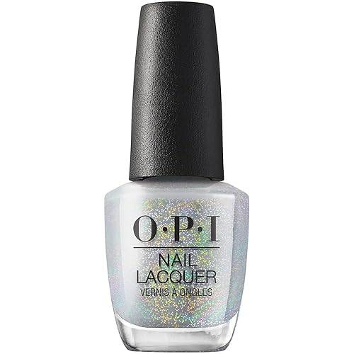 OPI Esmalte de uñas, esmalte de uñas plateado con acabado holográfico opaco y brillante, hasta 7 días de uso, resistente a las astillas y de secado