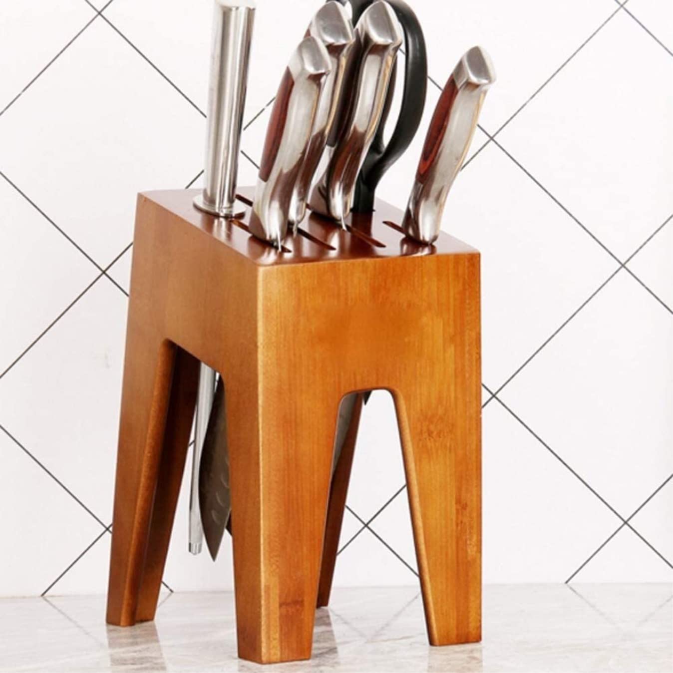 Messerblock Messerhalter Messerhalter Aus Holz Messerhalter Küchenbedarf Regal Lagerregal Massivholz Messerhalter Haushalt Messerblock Ohne Messer (Color : Brown, Size : 13 * 19.8 * 21cm)