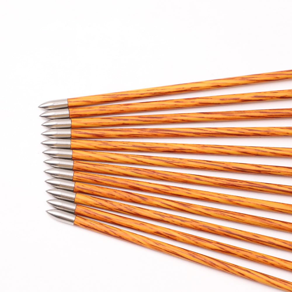 12 Pezzi Viola Bianco Piuma Frecce da Caccia Spine 500 600 700 800 900 1000 Simile al Legno Freccia con Albero in Carbonio ID 4,2 mm per Caccia Pratica Tiro con L'Arco