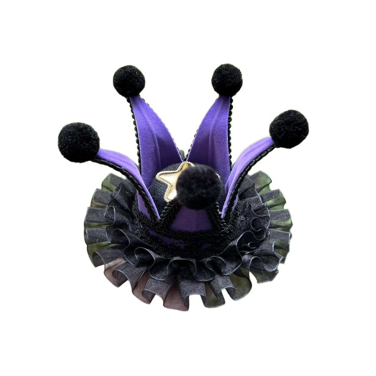 BPURB Women Lolita Circus Clown Hat Jester Mini Top Hat Halloween Costume Headband for Carnival Cosplay Party