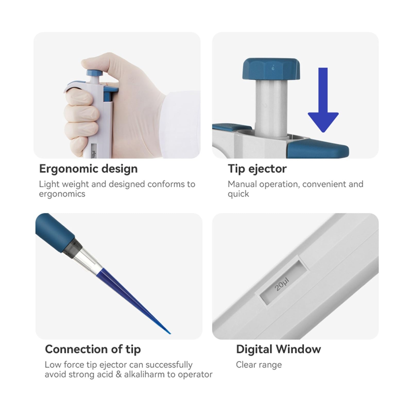 Pipette, Manuelle Laborpipette mit festem Einkanal-Kunststoff-Laborpipetten-Transfertropfer(500ul)
