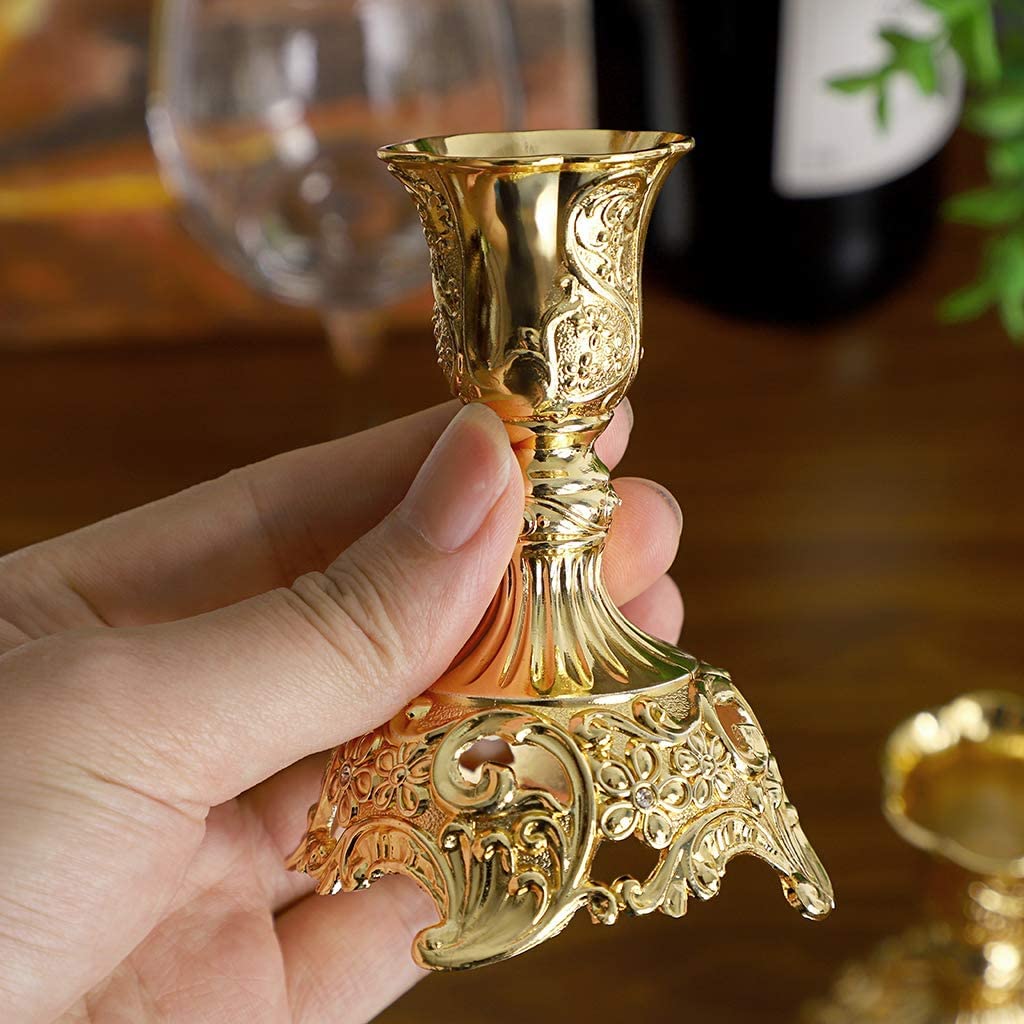 2 Pezzi portacandele Shabbat da 3,9 Pollici portacandele Conici,portacandele ornati per Decorare la casa centrotavola Matrimonio Ufficio - Oro