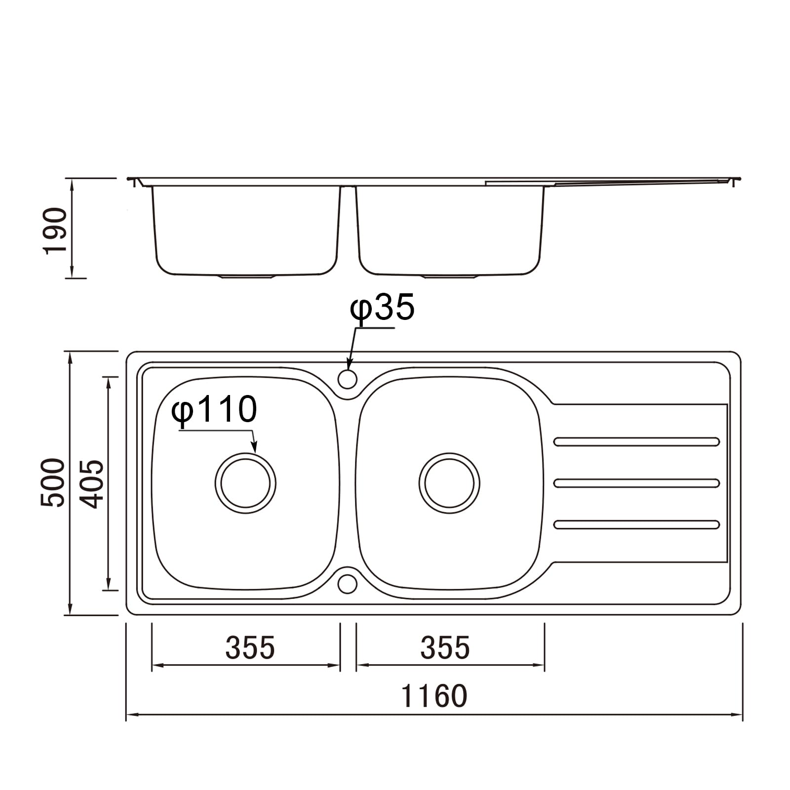 JASSFERRY Lavello da cucina 2 Vasca doppia in Acciaio Inox Spazzolato, scolapiatti reversibile Lavandino, con set di rifiuti
