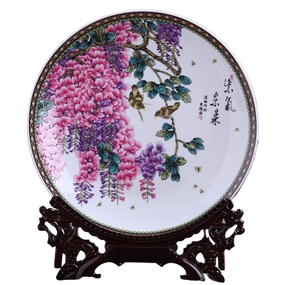 BKHsgDXJ Decorative ceramics Decorative Ceramics Hanging Plates, Cera 10.2inch Jingdezhen Ceramic Flower Pattern Decoration