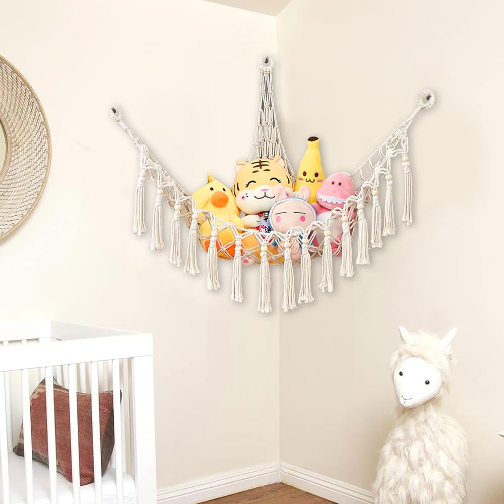 Rete Porta Peluche Cameretta 125x150 cm - Amaca per Giocattoli, Portaoggetti per Animali di Peluche