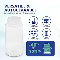 Vista 3 de United Scientific® Unistore™ - Sample Containers with Lids - Laboratory Grade Polypropylene Wide Mouth Reagent Bottle - 2 Oz Bottles with Caps