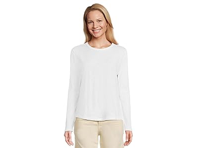 Elliott Lauren Garment Dye Tees - Long Sleeve Round Neck T-Shirts with Rib Sleeve and Back Gusset Women