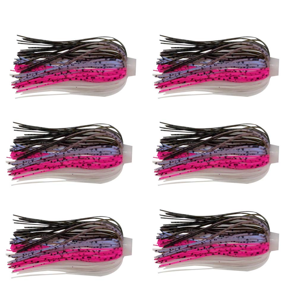 Lonkiktik 10pcs 100 Strand Fast Change Silicone Jig Skirts Spinner Bait Skirts DIY Rubber Jig Lures Skirt Buzzbaits Spoon Blade Squid Skirt Part, Fly Tying (Pink&Black)