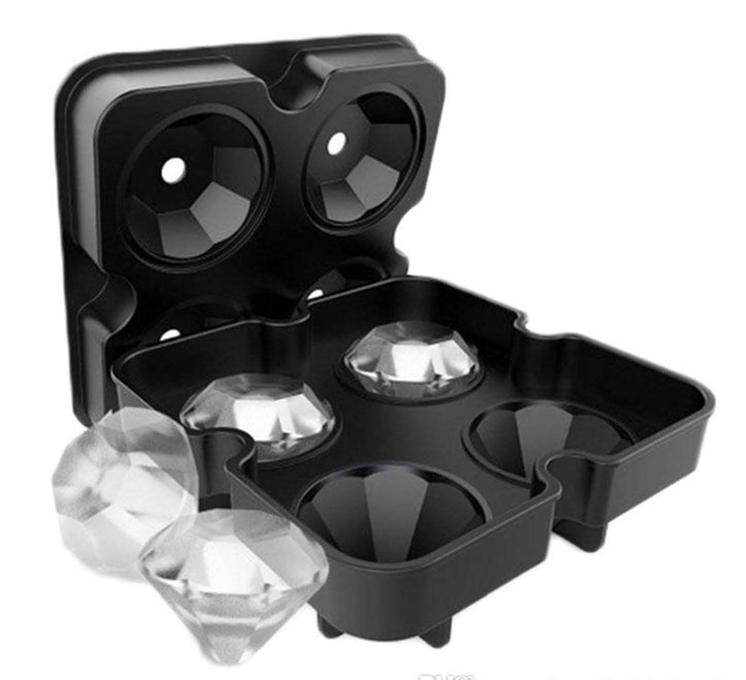 Brain Freezer Ice Cube Mold 4 Grids Diamond Pattern Ice Cube Maker Silicone Ice Mold Black