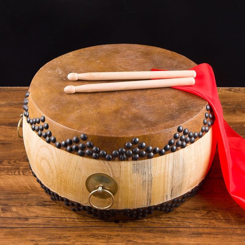 Tambor chino, tambor de cuero de vaca, tambor de guerra, tambor rítmico, tambor de actuación escénica(Size:45 * 25cm)