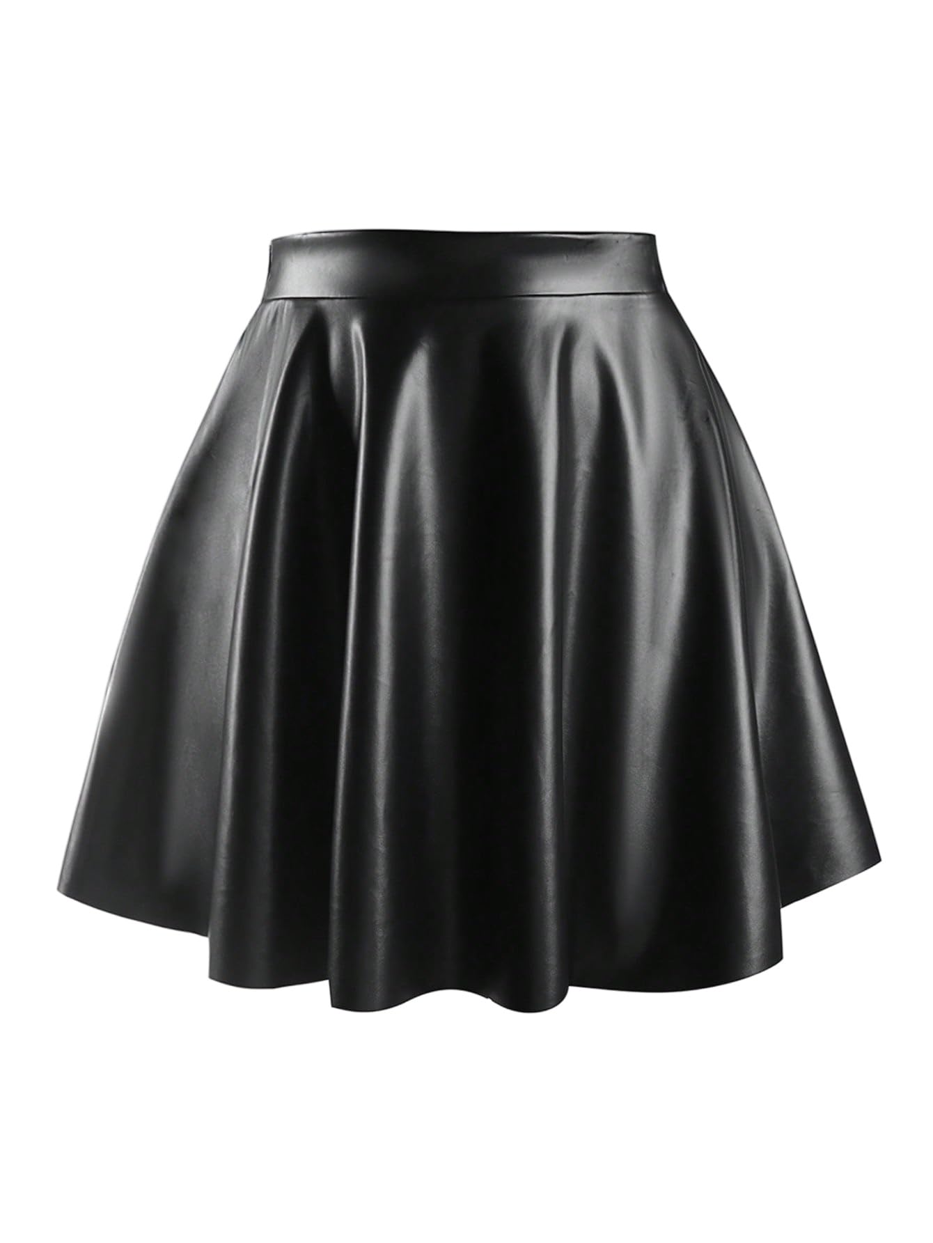 GORGLITTER Gonna da donna Curvy Minigonna a vita alta, con chiusura lampo, taglie grandi, linea A, gonna in pelle con pieghe