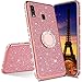 ISADENSER Samsung A20 Case Galaxy A30 Case Ultra-Slim Glitter Bling Diamond Luxury Plating Silicon TPU Soft Cover with Ring Stand Holder for Samsung Galaxy A20 / A30,Rose Gold TPU with Stand Holder