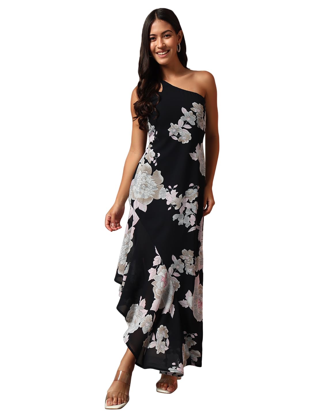 trend arrest.ed Floral One-Shoulder Cocktail Dress for Women | Asymmetrical Hem with Lining | Adjustable & Removable Pads | Elegant Fit for Party, Wedding & Special Occasions-picture-19
