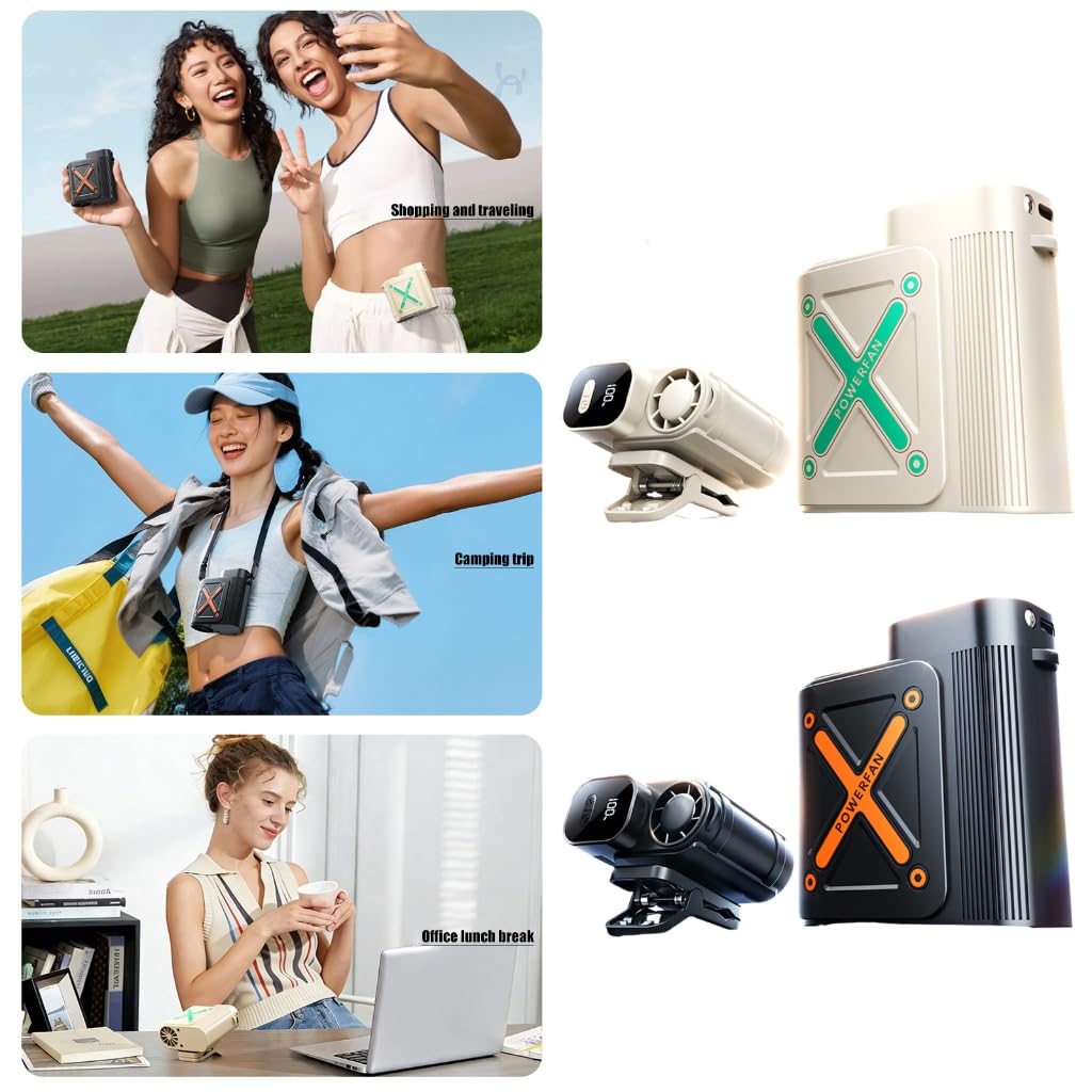 Ventilador portátil con clip para cinturón de 100 velocidades, pantalla digital, ventilador de refrigeración para colgar en la cintura, para trabajar al aire libre, senderismo, camping