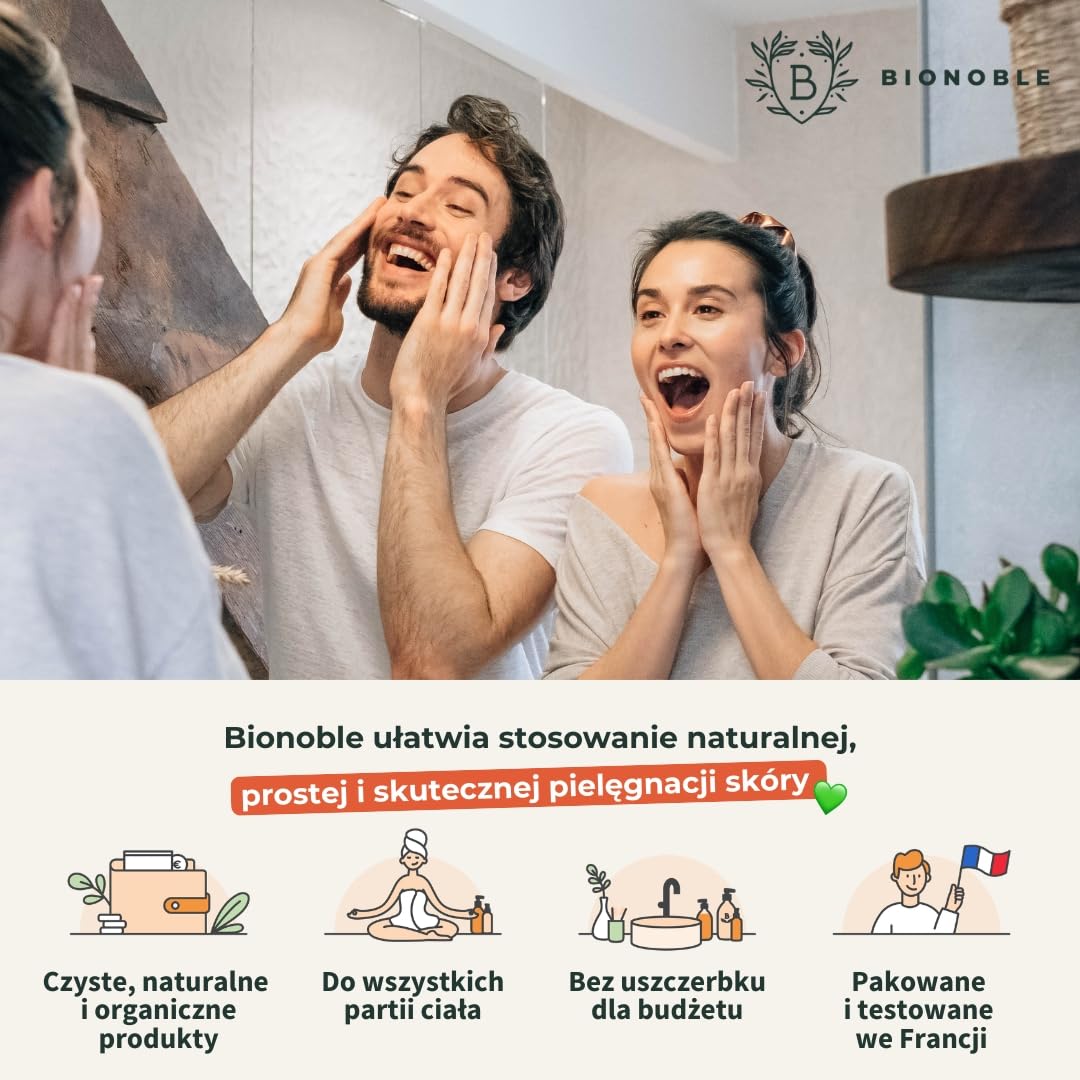 BIONOBLE Serum do Twarzy z Kwasem Hialuronowym Certyfikowane Bio - Nawilżająca Pielęgnacja Przeciwstarzeniowa z Aloesem - Szklana Butelka z Pompka - Wyprodukowano we Francji - 100ml