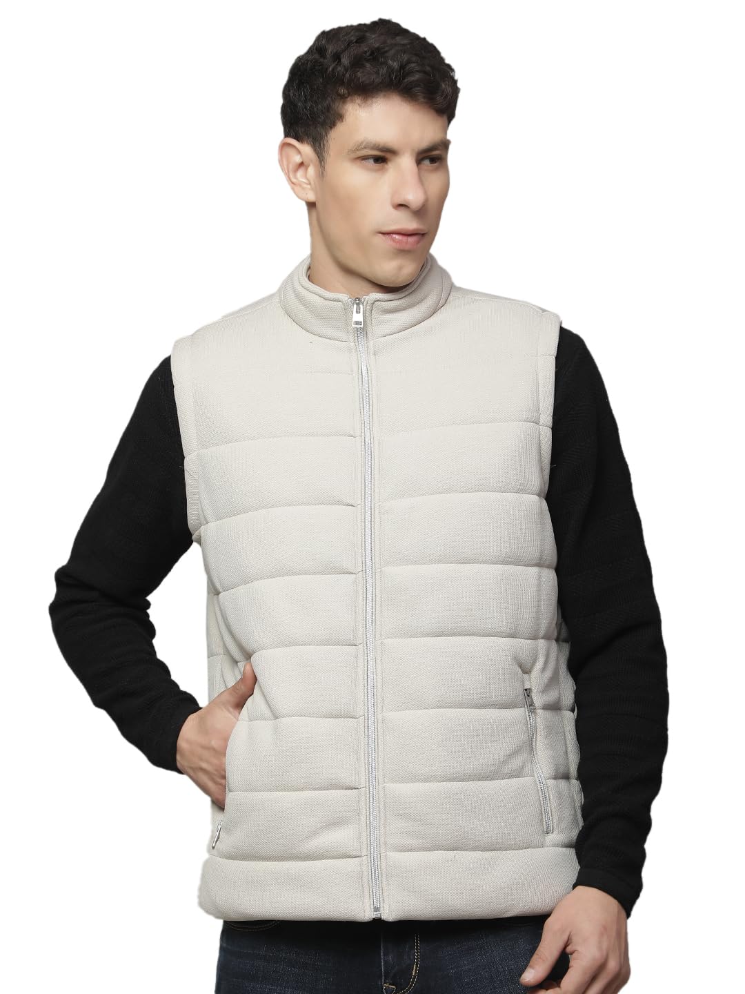 cantabil Jacket for Men | Premium Casual Jacket Regular Fit Mock Neck Nylon Fabric Solid Pattern-picture-11