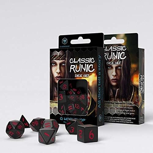 Q-Workshop Classic Runic Black & Red Dice Set (7)
