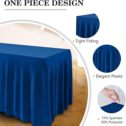 Miniatura 2 de ManMengJi Mantel de una pieza para mesa y falda de mesa para mesas plegables, mantel ajustable de elastano de 6 pies con falda de volantes para