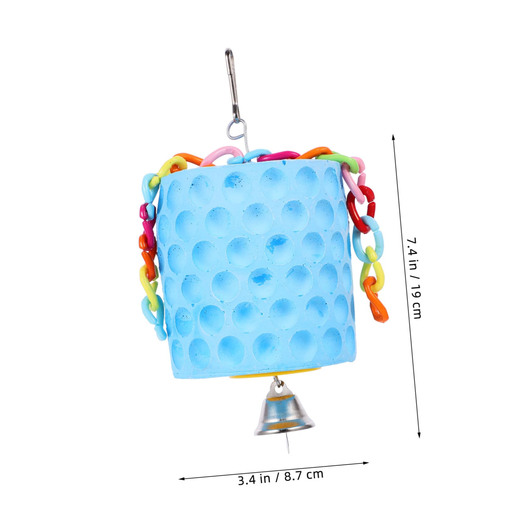 POPETPOP Bird Chewing with Bell Mineral Grinding Stone for Beak Care Cage Accessory for Parakeets Macaws Cockatoos Budgies Engaging Teething for Hours of Fun