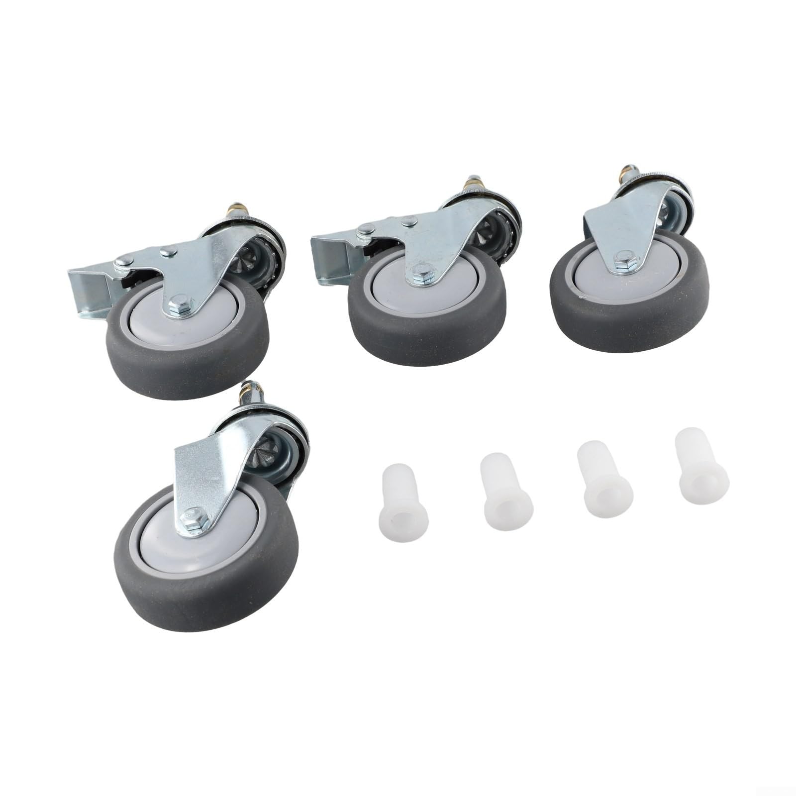 Lot de 4 roulettes robustes en caoutchouc massif de 125 mm avec frein - Pour roulettes pivotantes robustes pour l'industrie et les entrepôts - Design antidérapant - Pour chariots et appareils - Kit de