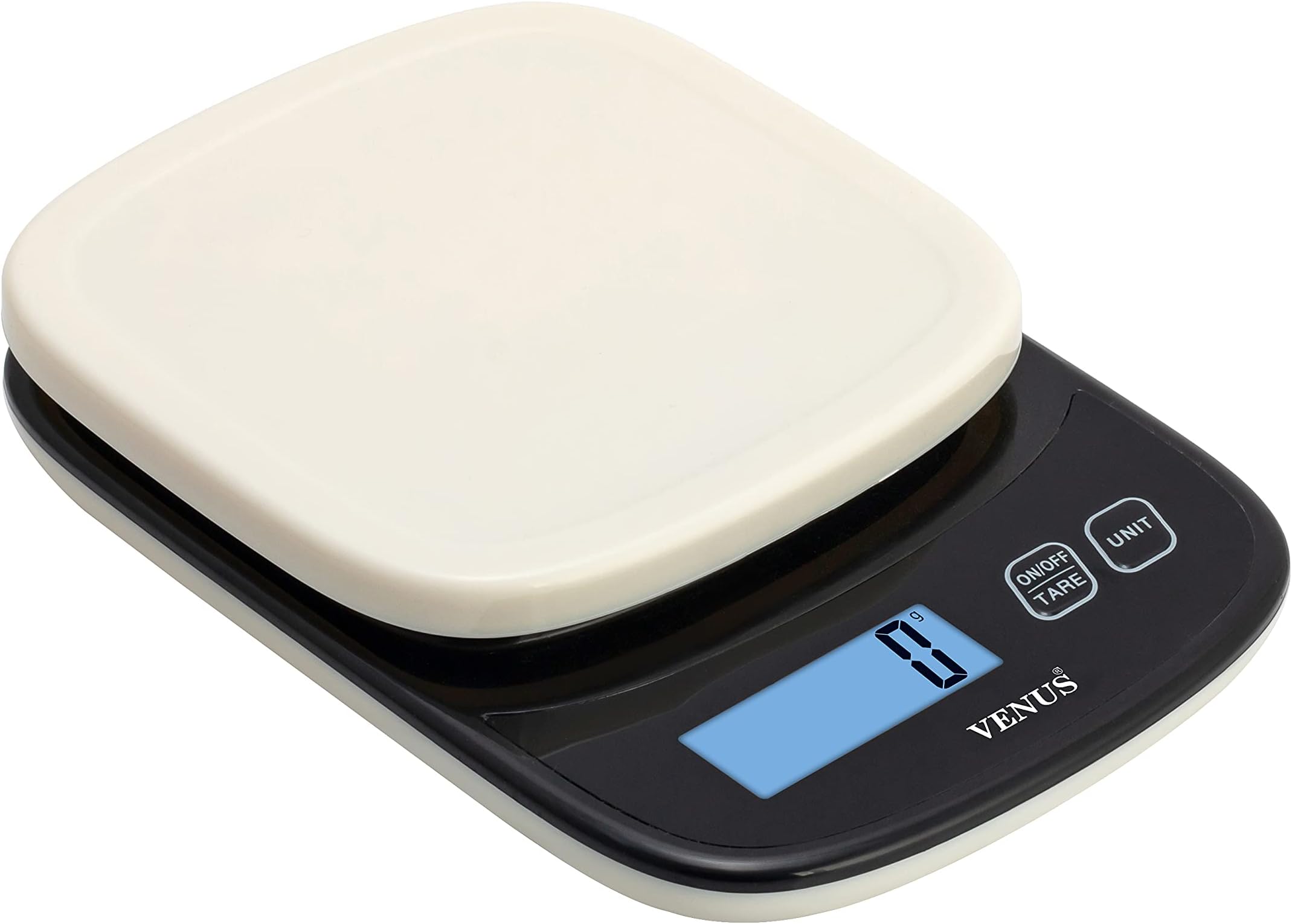 Venus Digital Kitchen Weighing Scale&Food Weight Machine For Health,Fitness,Home Baking&Cooking Scale,2 Year Warranty&Battery Included (Weighing Scale Without Bowl) Capacity 10 Kg,1 Gm,White