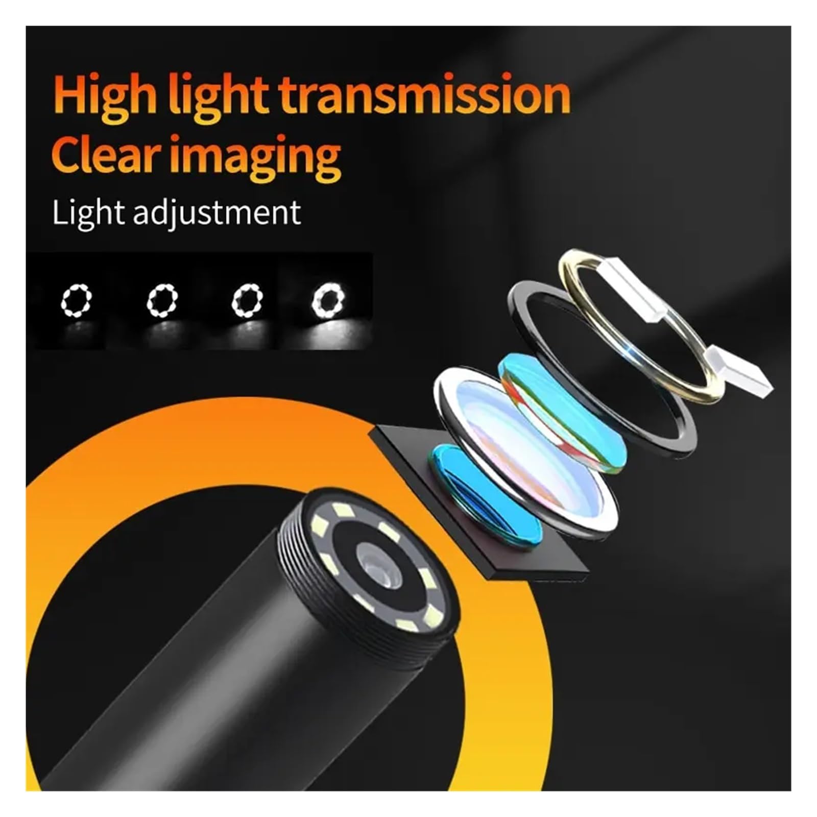 Dual & Triple Lens Industrial Endoscope 1080P 5 ''LCD Borescope Inspection Camera With 8mm IP67 Waterproof Snake Camera For Car(10m,Dual lens)