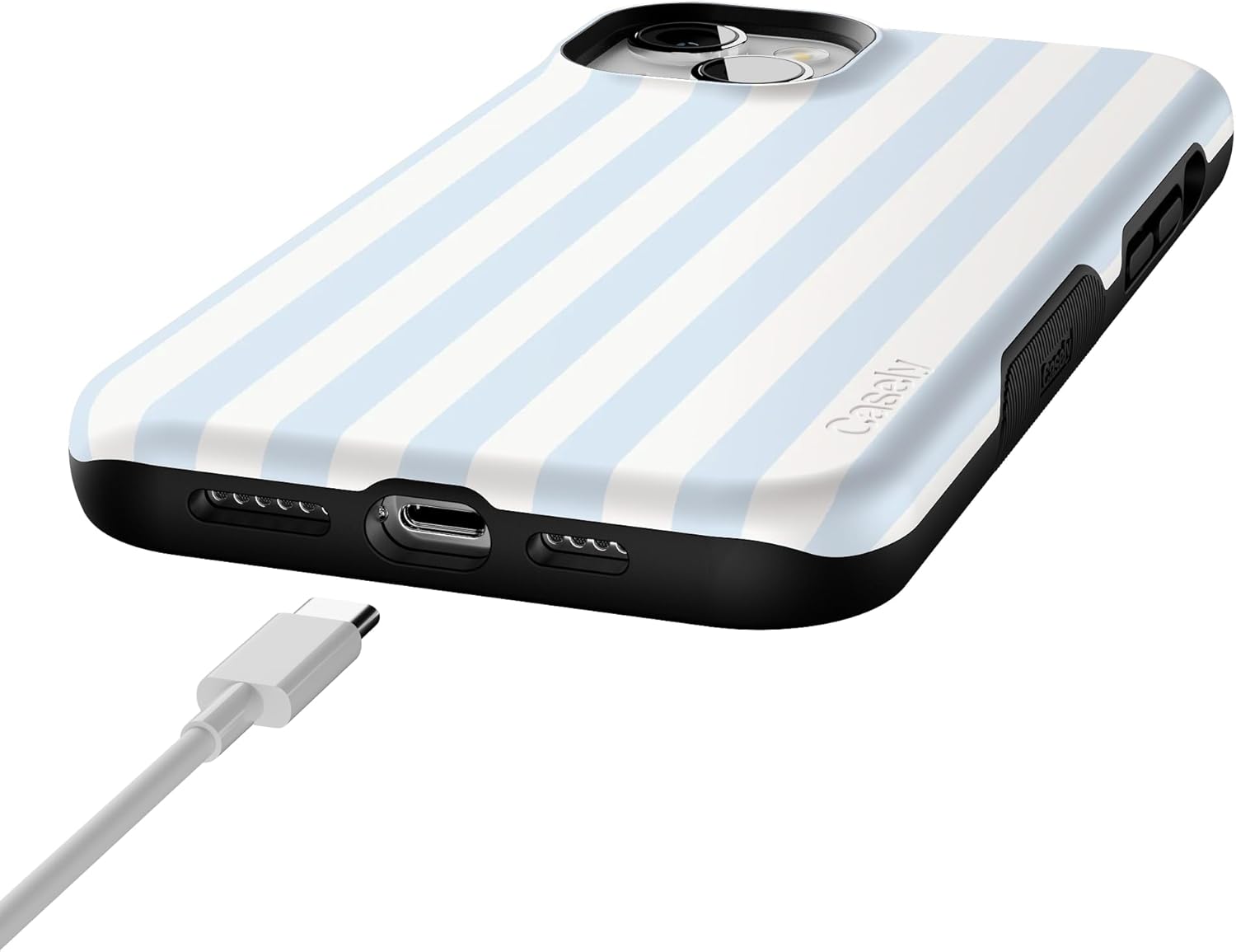 Casely iPhone 14 Plus Case | Blue Stripes | Sunday Best | Bold Protective Design | Compatible with MagSafe