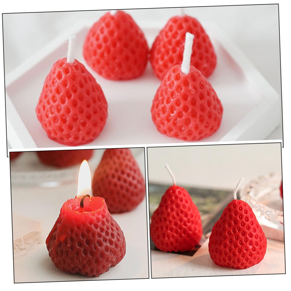Candela Profumata a Forma di Fragola 9 Pezzi Paraffina