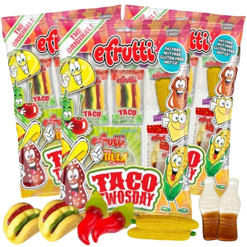 Gummy Taco Twosday Shelf Tray Inspired Candy Bags, Individually Wrapped Chewy Treats, Stocking Stuffers, Party Favors, And More, 3 Pack, 2.7 Ounces #TOP8