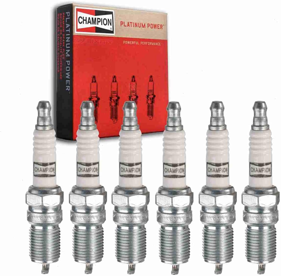 6 pc Champion Platinum Spark Plugs compatible with Chevrolet S10 4.3L V6 1996-2004