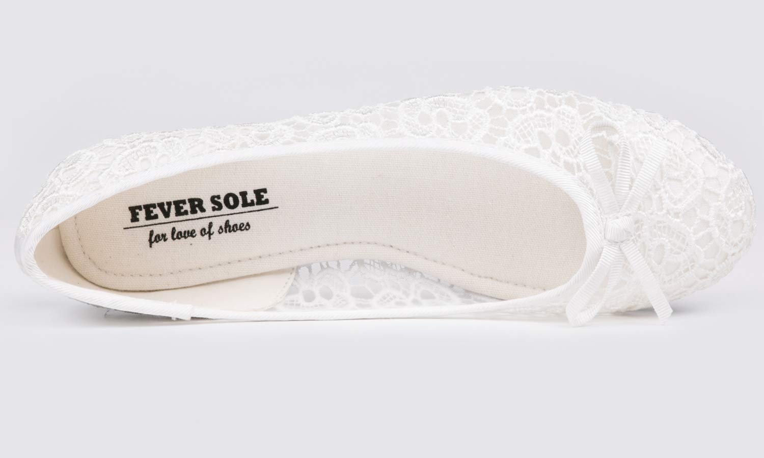 Feversole Ballerinas für Damen, Flacher Absatz, Spitzenstoff