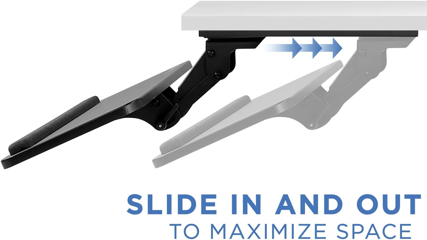 Mount-It! Under Desk Keyboard Tray, Slide-Out Keyboard Drawer with Height, Tilt and Swivel Adjustment, 25" x 10" Keyboard & Mouse Platform with Wrist Rest, Bolt-On Under Desk Mount