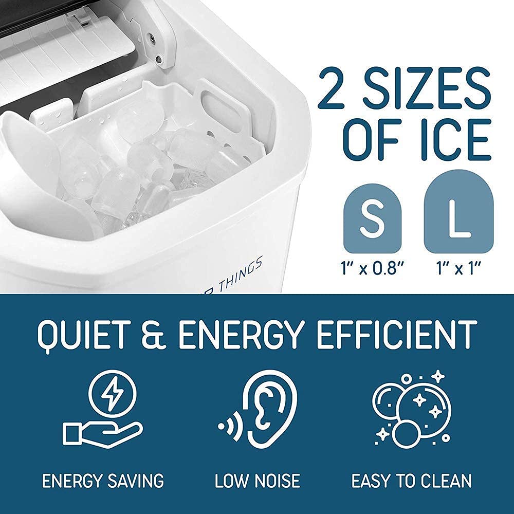 Automatic Self-Cleaning Portable Electric Countertop Ice Maker Machine with Handle 9 Bullet Ice Cubes Ready in 7 Minutes Up to 26Lbs in 24Hrs