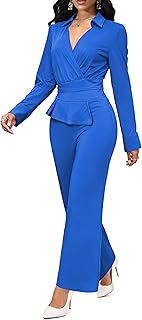 Women's Elegant Jumpsuit Business Office Scenes Classic Solid Color Form...